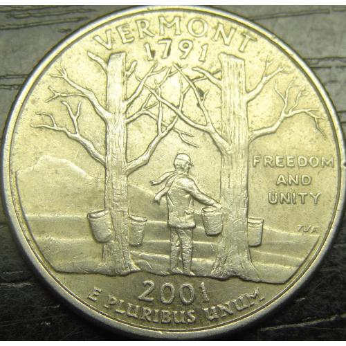 1/4 долара 2001 P США Вермонт