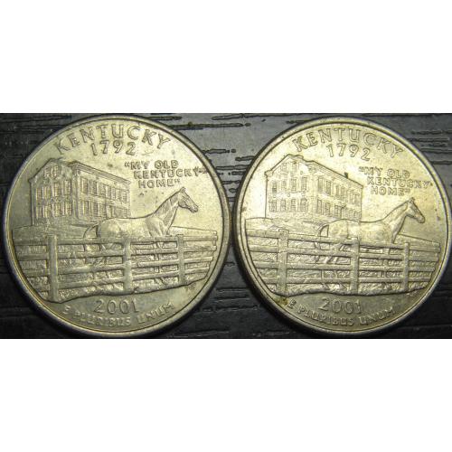 25 центів 2001 США Кентуккі (два різновиди)
