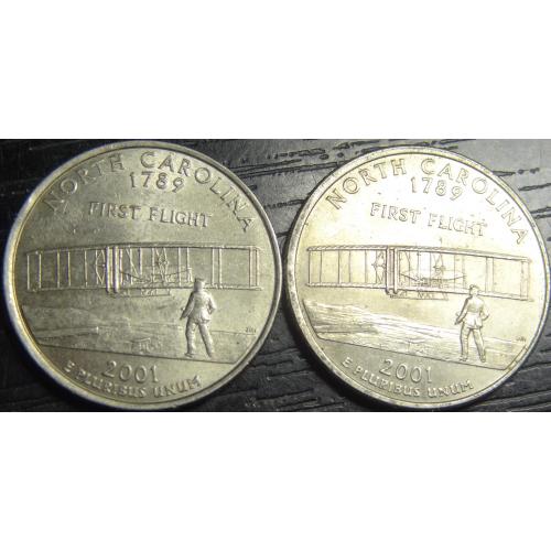 25 центів 2001 США  Північна Кароліна (два різновиди)