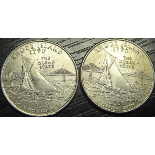 25 центів 2001 США Род-Айленд (два різновиди)