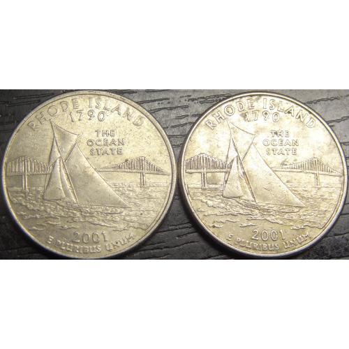 25 центів 2001 США Род-Айленд (два різновиди)