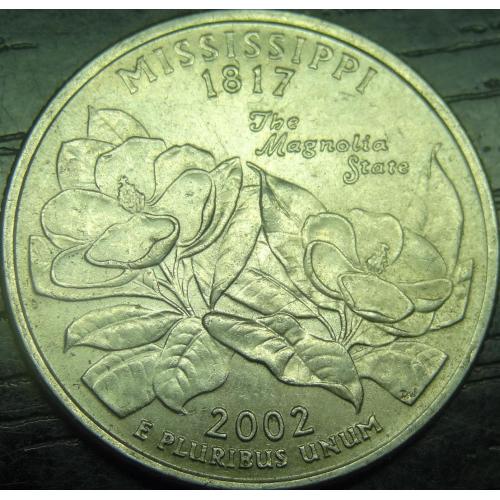 25 центів 2002 D США Міссісіпі
