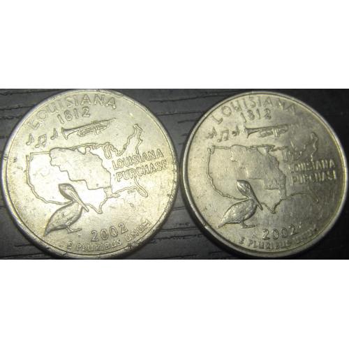1/4 долара 2002 США Луїзіана (два різновиди)