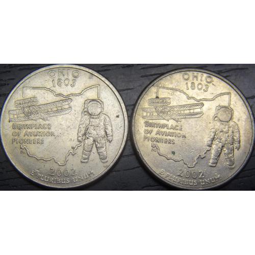 1/4 долара 2002 США Огайо (два різновиди)