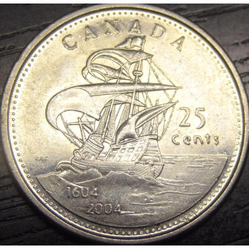 25 центів 2004 Канада - 400 років першому французькому поселенню