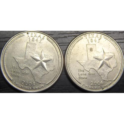 1/4 долара 2004 США Техас (два різновиди)