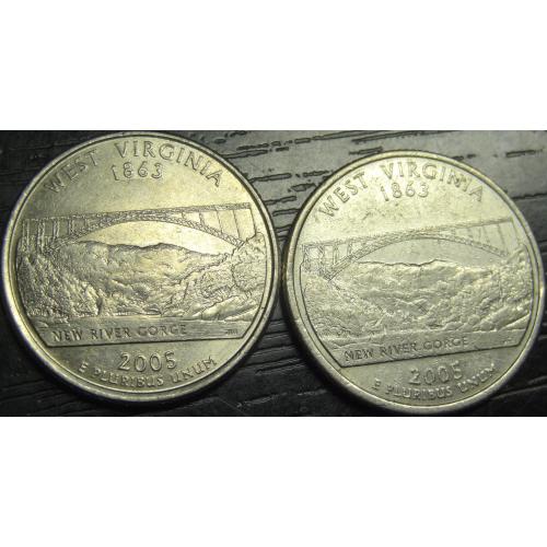 25 центів 2005 США Західна Вірджинія (два різновиди)