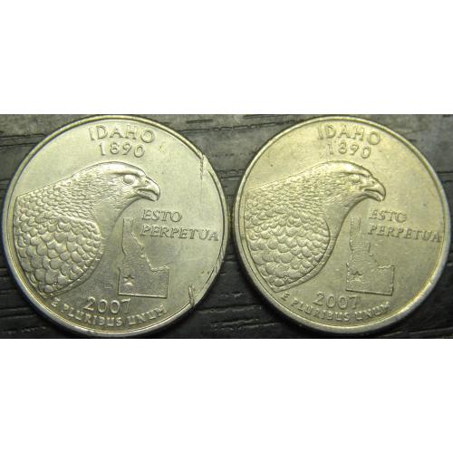 25 центів 2007 США Айдахо (два різновиди)