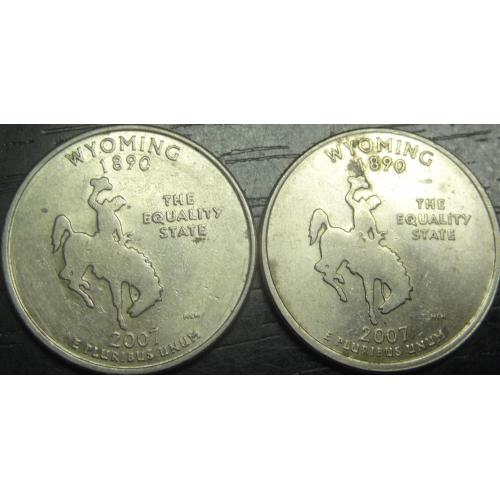 1/4 долара 2007 США Вайомінг (два різновиди)
