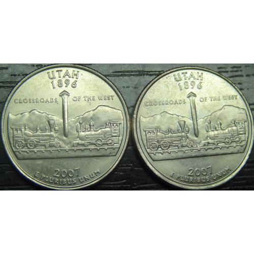 25 центів 2007 США Юта (два різновиди)