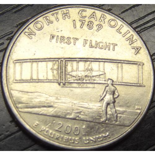 25 центів США 2001 P Північна Кароліна