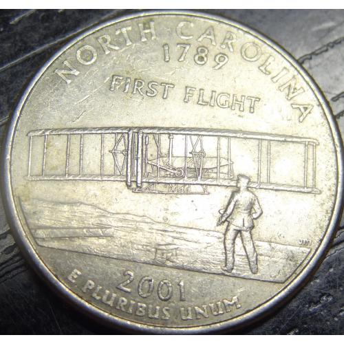 25 центів США 2001 P Північна Кароліна