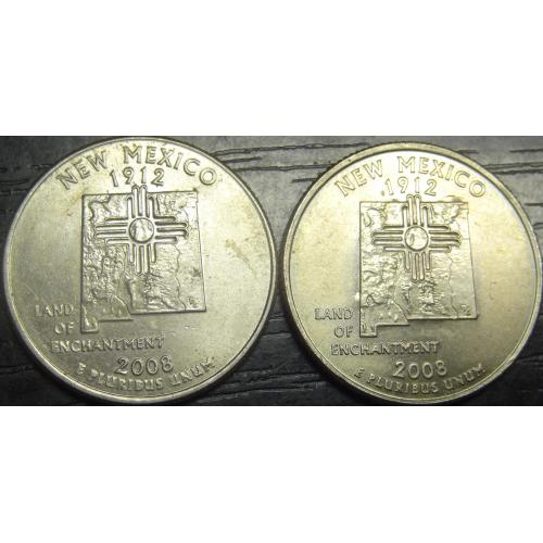 25 центів США 2008 Нью-Мексико (два різновиди)