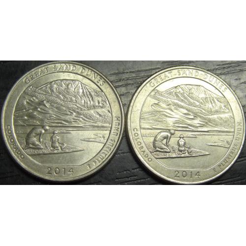 25 центів США 2014 Грейт-Санд-Дьюнс (два різновиди)