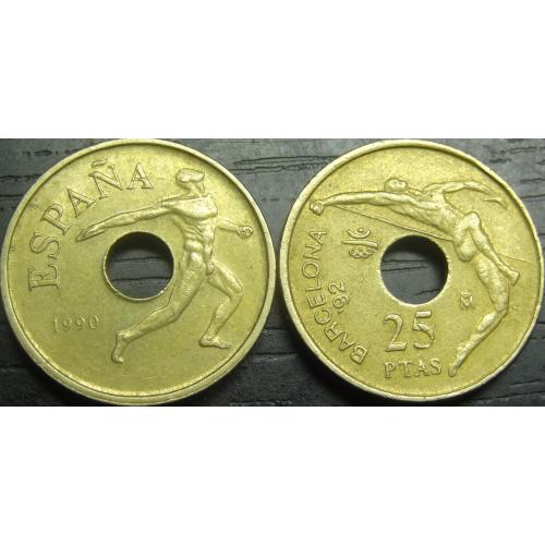 25 песет Іспанія 1990 Олімпіада Барселона 92 (два різновиди)