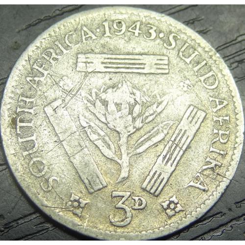 3 пенса 1943 Південна Африка срібло