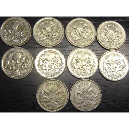 5 центів Австралія (порічниця) 10шт, всі різні