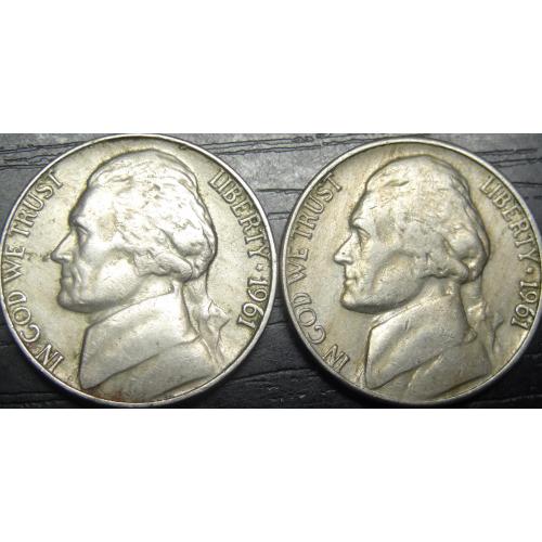 5 центів 1961 США (два різновиди)