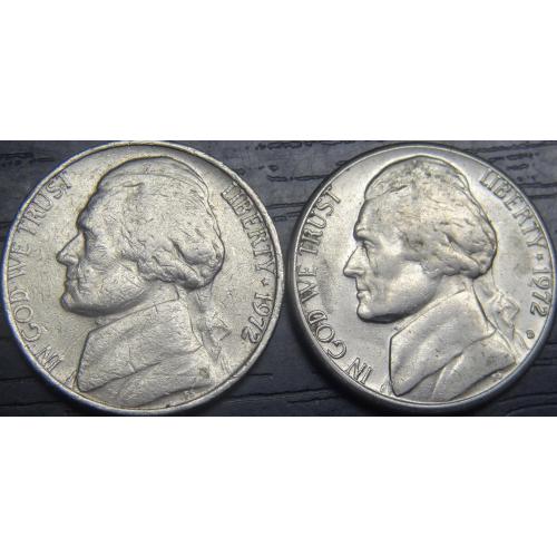 5 центів 1972 США (два різновиди)