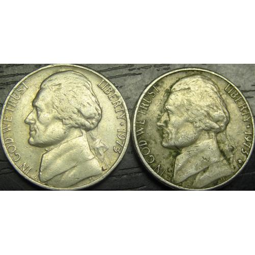 5 центів 1973 США (два різновиди) нечасті