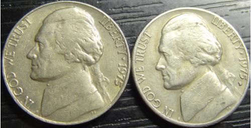 5 центів 1975 США (два різновиди)