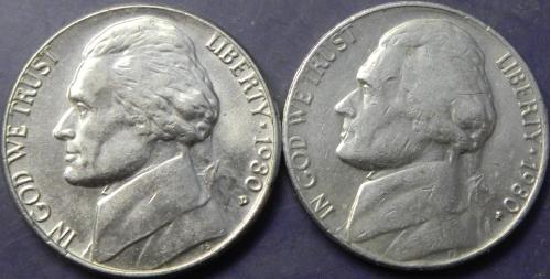 5 центів 1980 США (два різновиди)