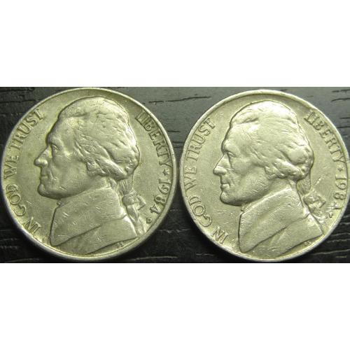 5 центів 1984 США (два різновиди)