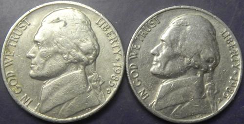 5 центів 1985 США (два різновиди)