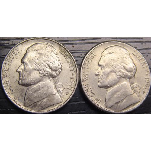5 центів 1991 США (два різновиди)