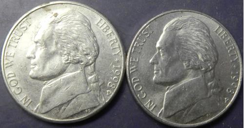 5 центів 1998 США (два різновиди)