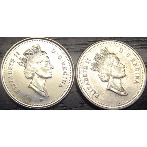 5 центів 2001 Канада (два різновиди), сталь та мідно-нікель