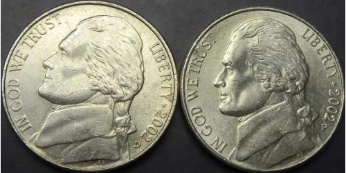 5 центів 2002 США (два різновиди)