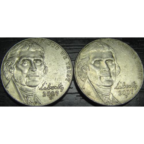 5 центів 2007 США (два різновиди)