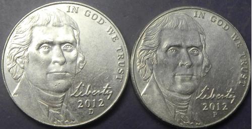 5 центів 2012 США (два різновиди)