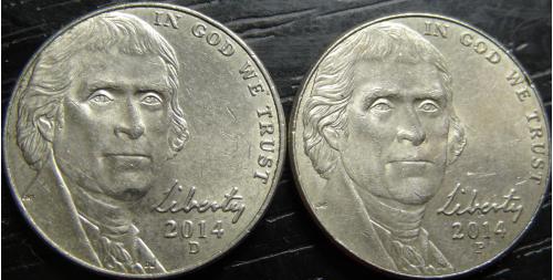 5 центів 2014 США (два різновиди)