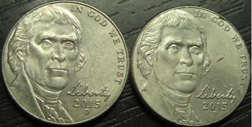 5 центів 2015 США (два різновиди)