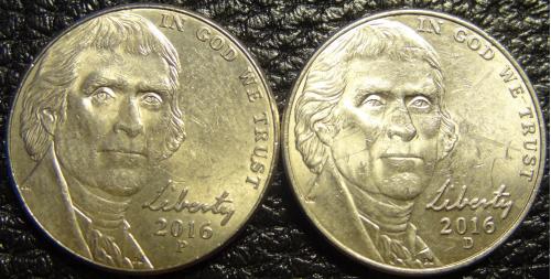 5 центів 2016 США (два різновиди)