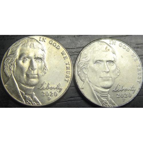5 центів 2020 США (два різновиди)