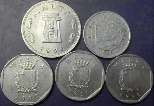 5 центів Мальта (порічниця) 5шт, всі різні