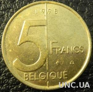 5 франків Бельгія 1998 Belgique