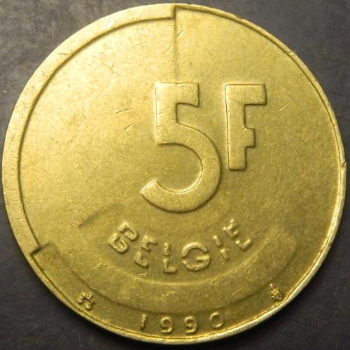 5 франків Бельгія 1990 Belgie
