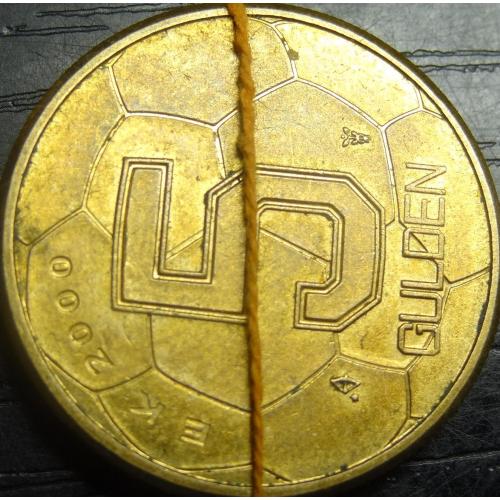 Брак 5 гульденів 2000 Нідерланди, Євро-2000 (аверс/реверс 90 градусів)