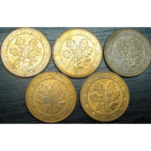 5 євроцентів 2007 Німеччина (всі монетні двори)