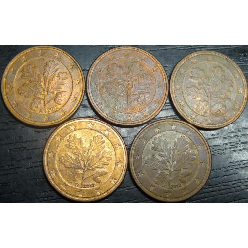 5 євроцентів 2012 Німеччина (всі монетні двори)