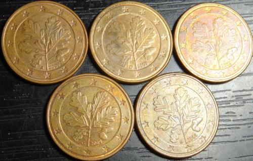 5 євроцентів Німеччина 2009 (всі монетні двори)