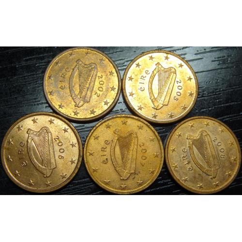 5 євроцентів Ірландія (порічниця) 5шт, всі різні