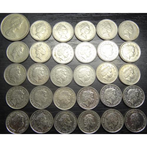 5 пенсів Британія (порічниця), 30шт, всі різні