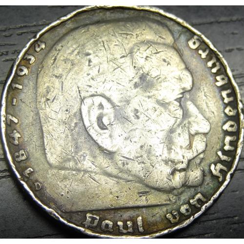 5 рейхсмарок 1936 D Німеччина срібло