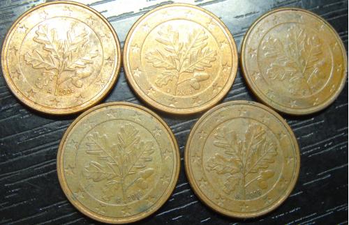 5 євроцентів 2008 Німеччина (всі монетні двори)