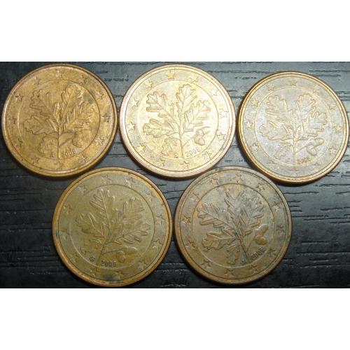 5 євроцентів 2008 Німеччина (всі монетні двори)